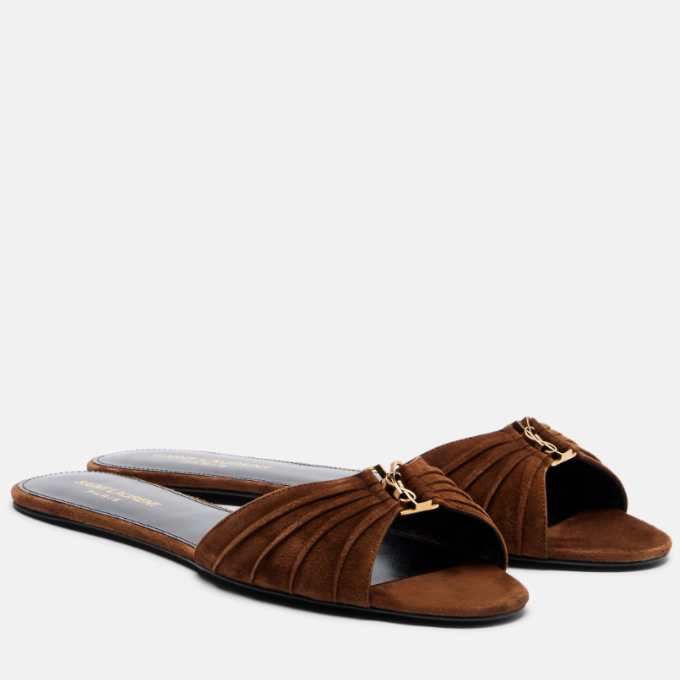 Saint Laurent Babylone Slides - Dark Havana