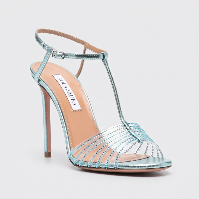 Aquazzura Amore Mio Crystal Sandals - Acqua