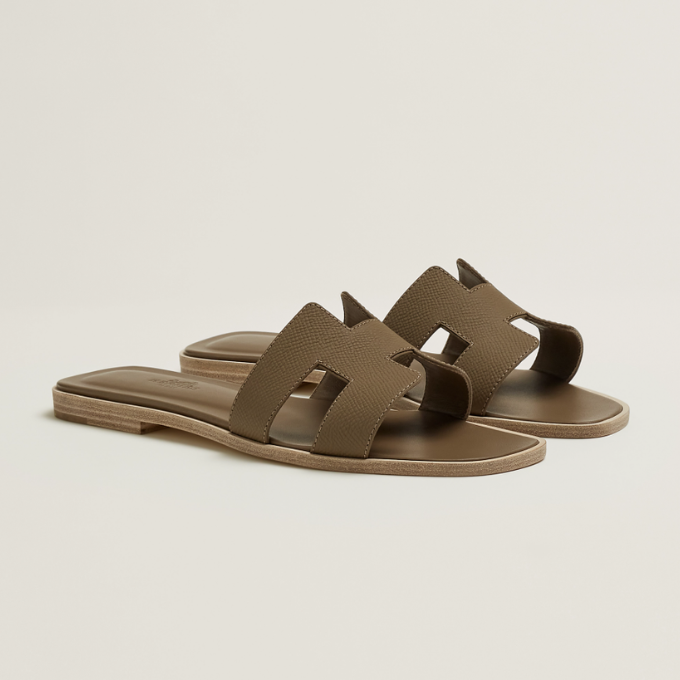 HERMES Oran Sandals Bej-Cenuşiu