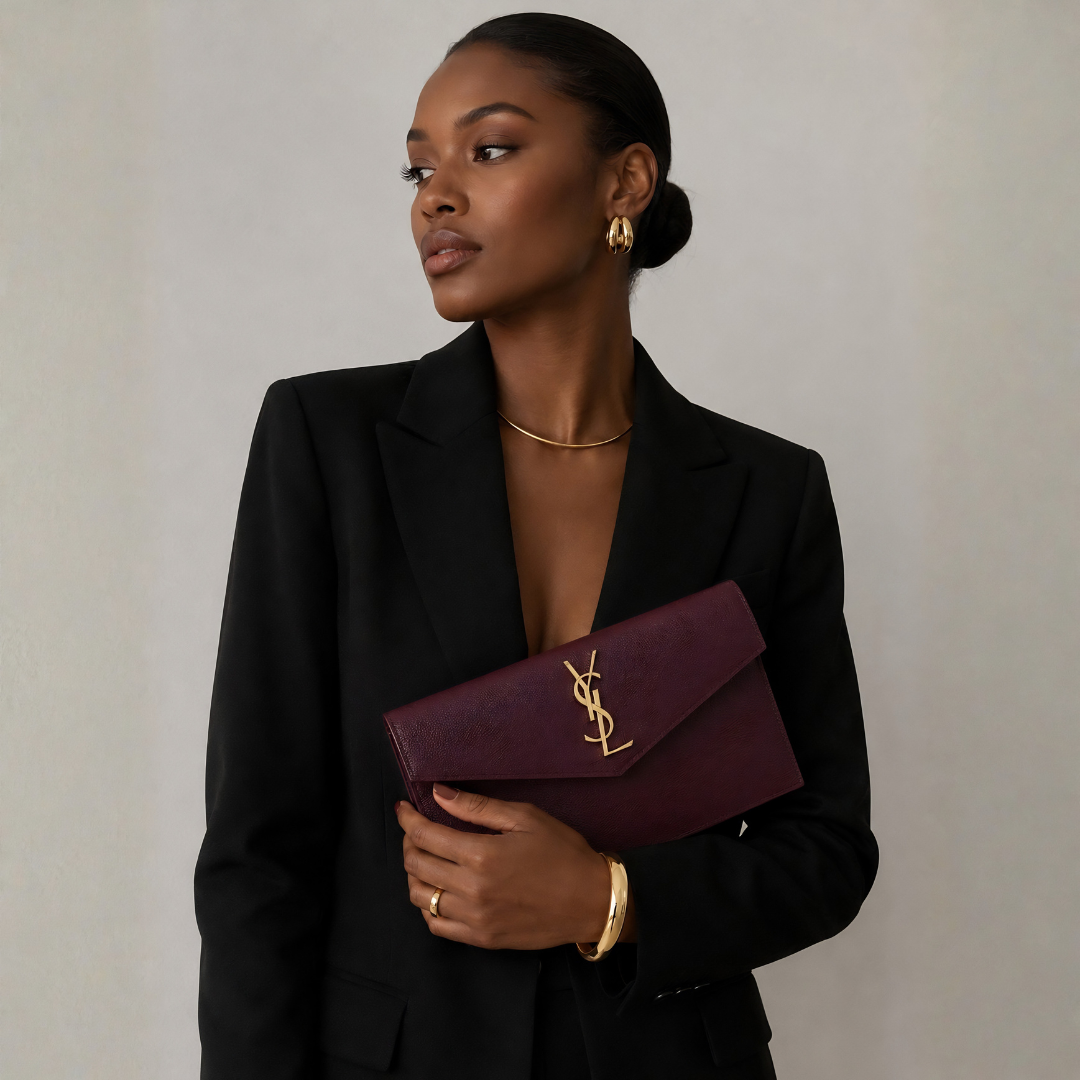 Saint Laurent Uptown Clutch - Burgundy