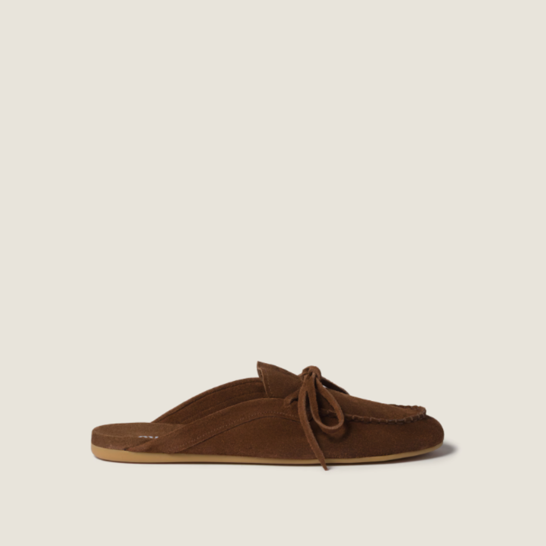MIU MIU Suede Deck Mules - Maro
