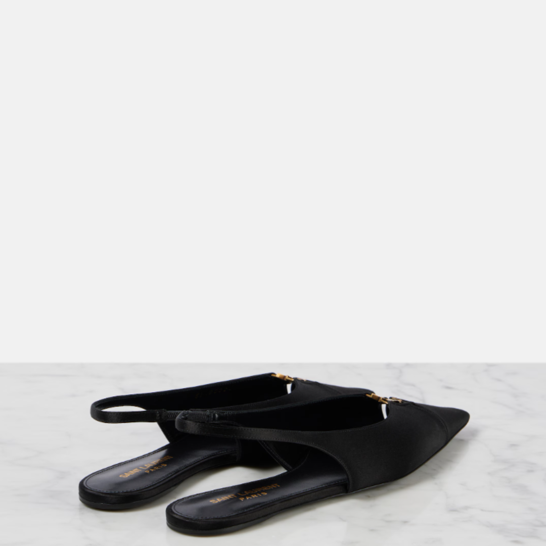 YSL Babylone Flat Slingback - Black