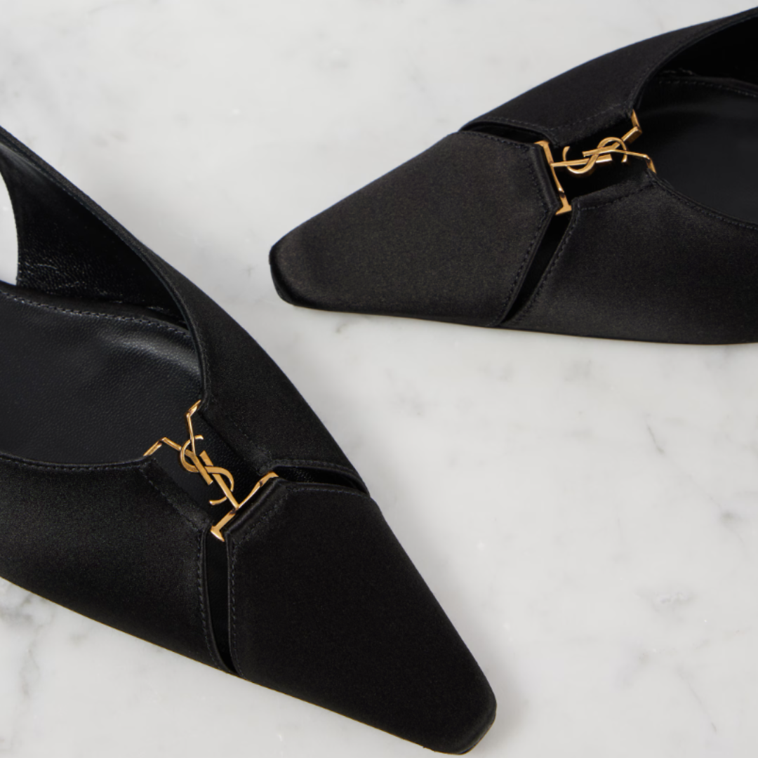 YSL Babylone Flat Slingback - Black