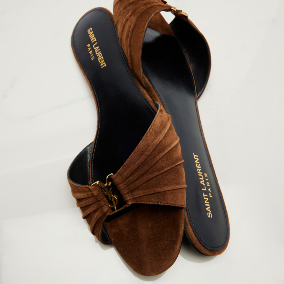 Saint Laurent Babylone Slides - Dark Havana