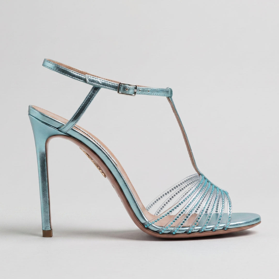 Aquazzura Amore Mio Crystal Sandals - Albastru