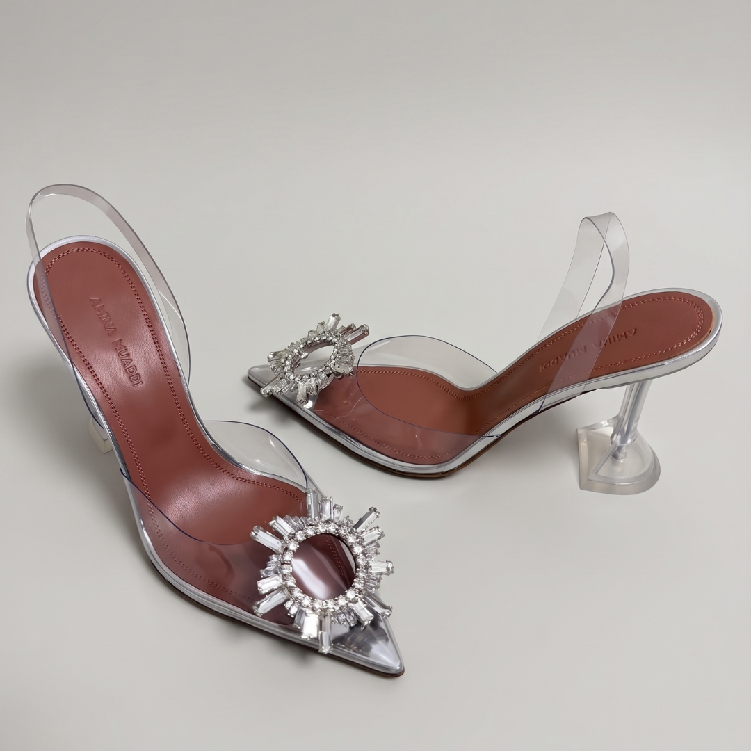 Amina Muaddi Begum Glass Slingback 65 - Transparent