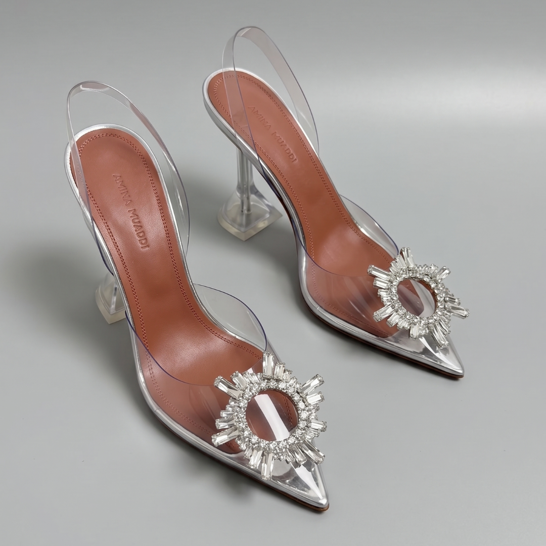 Amina Muaddi Begum Glass Slingback 95 - Transparent