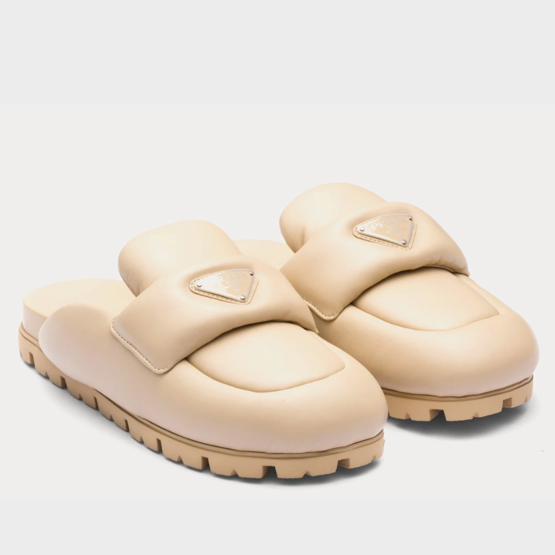 PRADA Soft Padded Nappa Mules - Bej