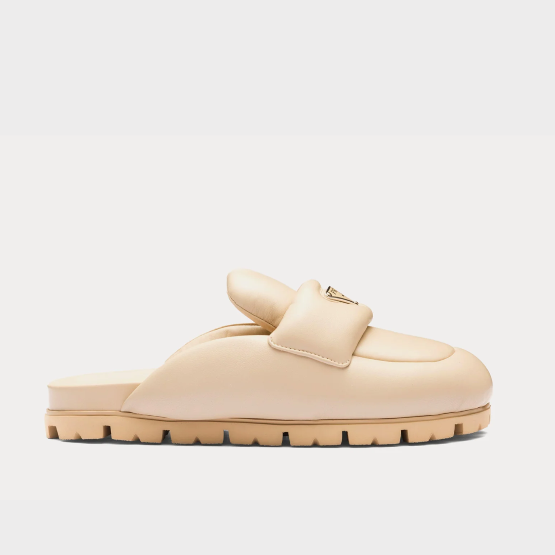 PRADA Soft Padded Nappa Mules - Bej