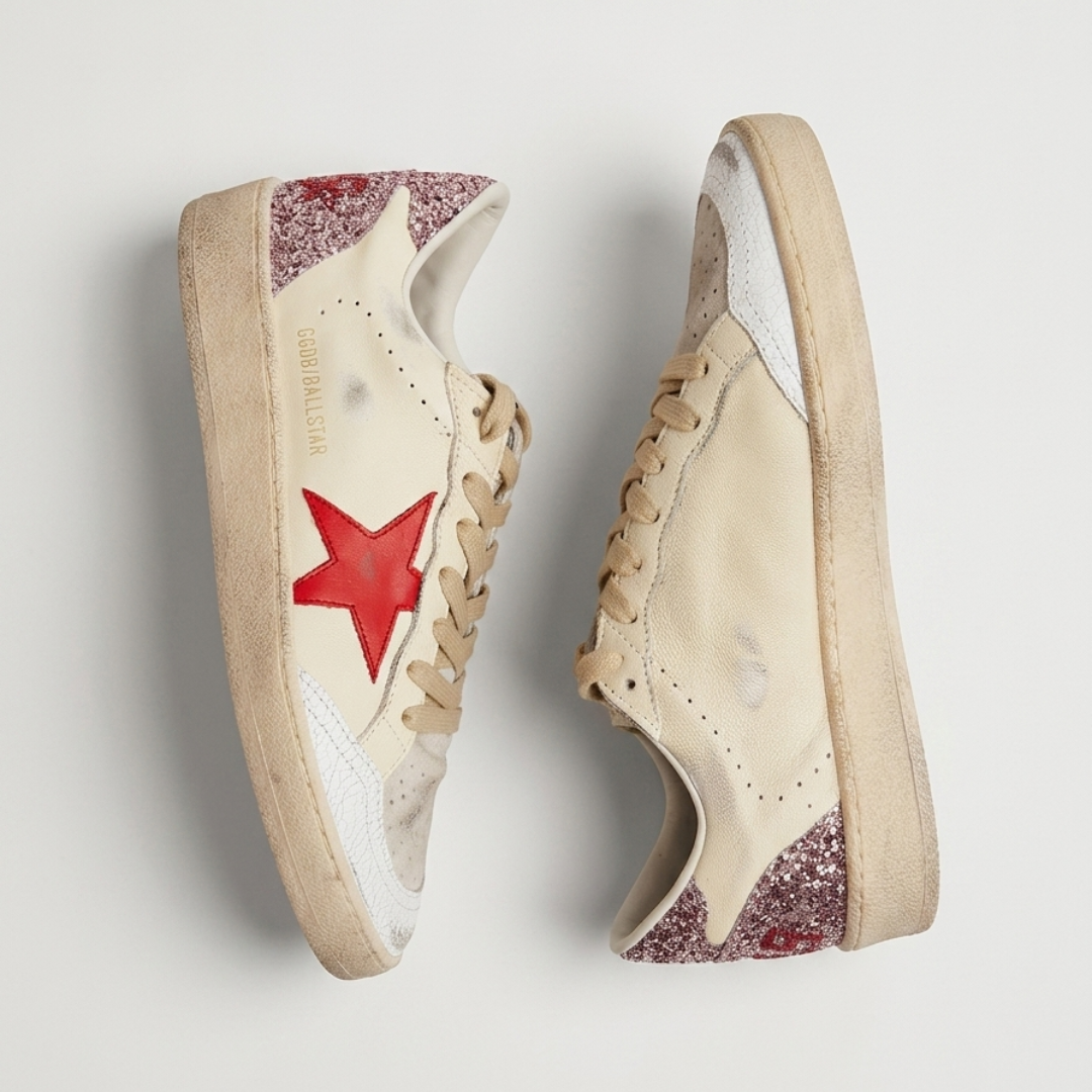 Golden Goose Super Star Sneakers - Beige&Red