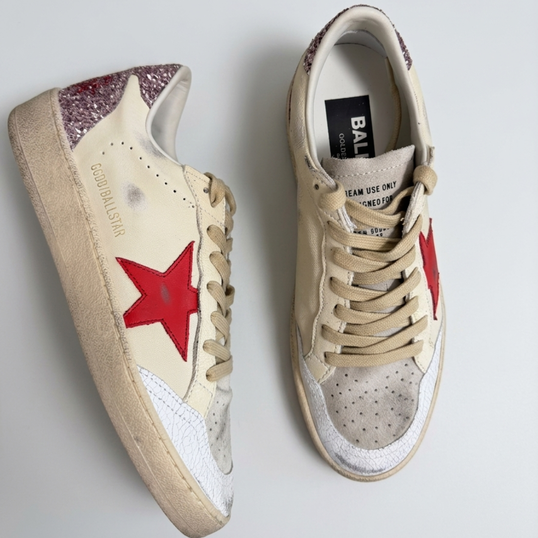 Golden Goose Super Star Sneakers - Beige&Red