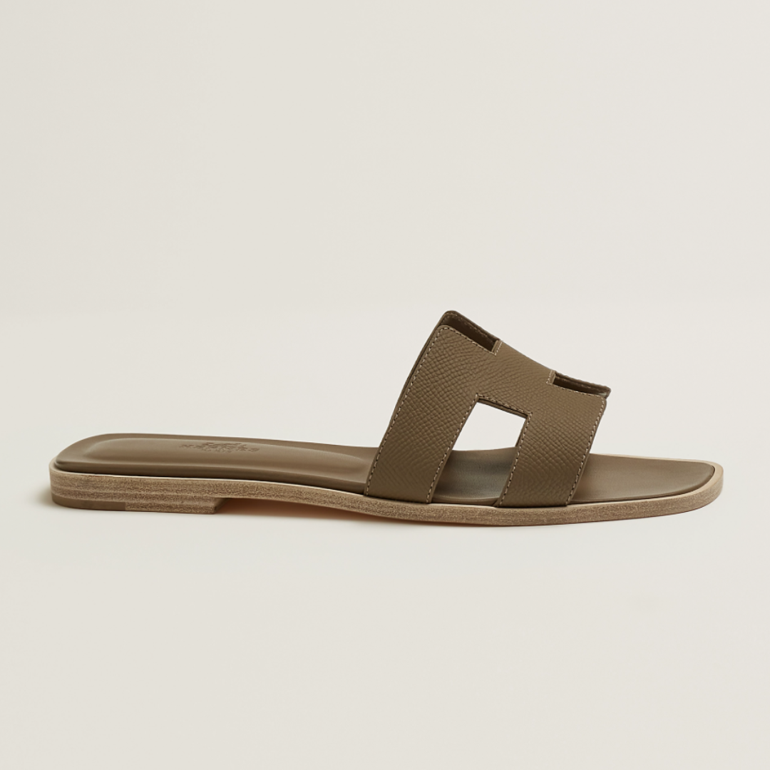 HERMES Oran Sandals Bej-Cenuşiu