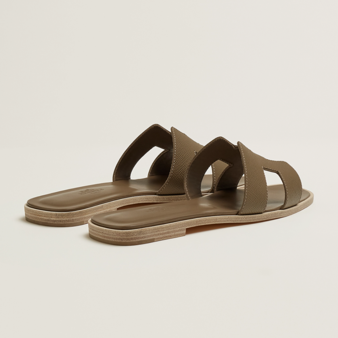 HERMES Oran Sandals Bej-Cenuşiu